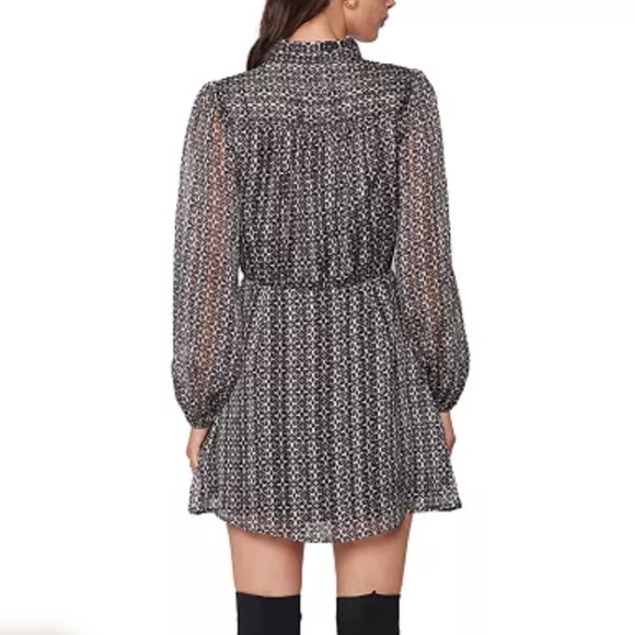 Lost+Wander Mira Black and Cream Button Front Bishop Puff Sleeve Blouson Dress M - Picture 15 of 15